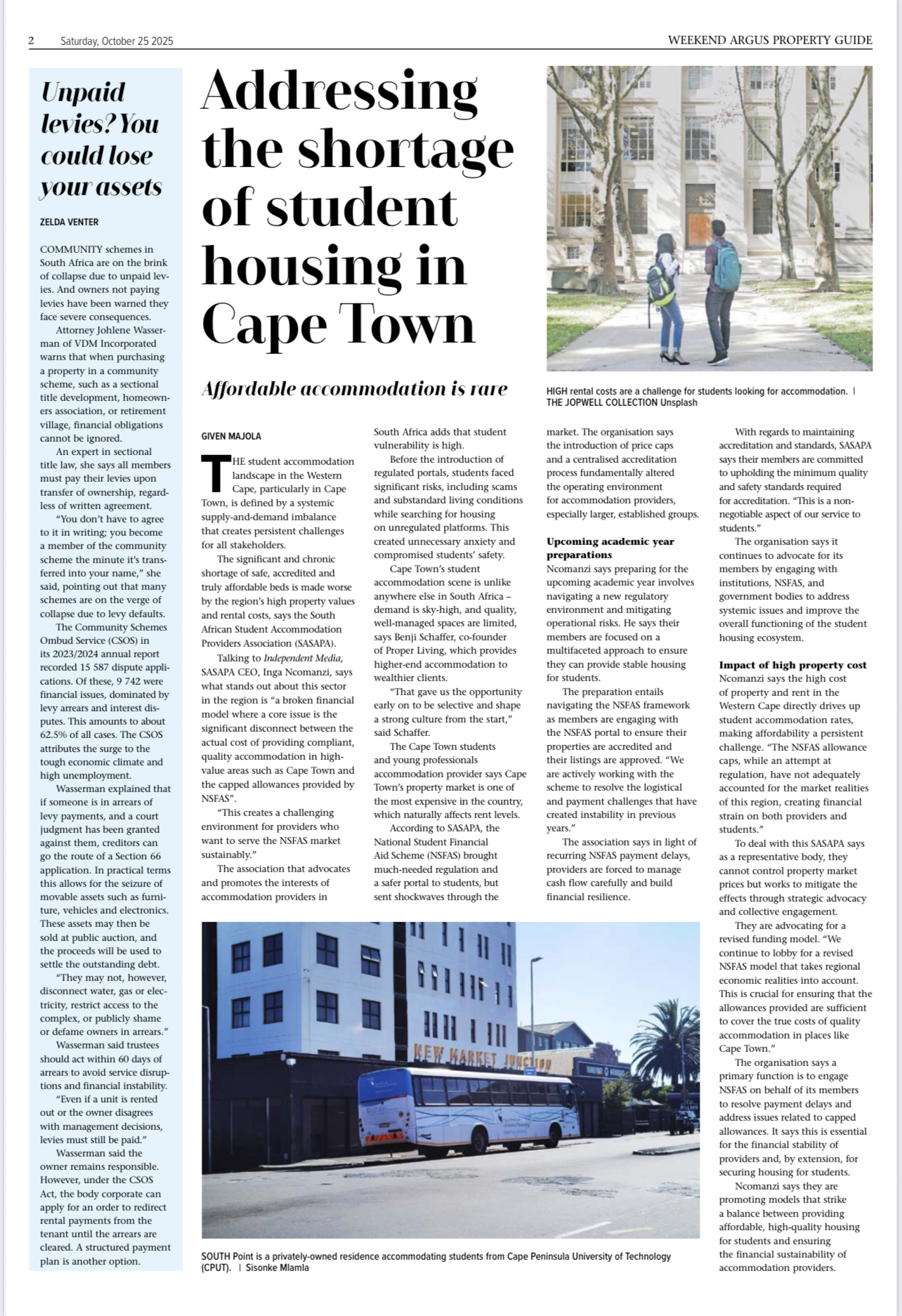 Addressing the Shortage of Student Housing in Cape Town